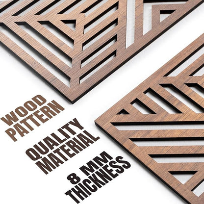 qmmp Modern Wooden Wall Sculptures - Set of 3 - Home Decor Accent - Large Wall Art for Living Room, Bedroom, Office - Easy Installation (Walnut, Medium - Direction)
