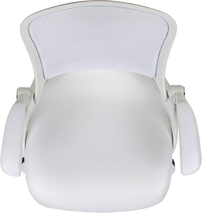 Flash Furniture Porter High-Back Swivel Office Chair with Adjustable Lumbar Support and Height, Ergonomic Mesh Desk Chair with Flip-Up Armrests, White