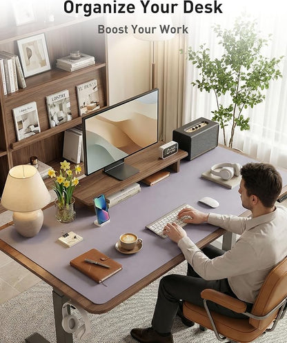 Aothia Faux Leather Desk Mat - Large Mouse Pad, Non-Slip PU Leather Blotter, Waterproof Writing Surface for Office and Home (Lavender, 42" x 17")