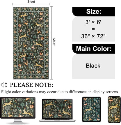 DUKINO 3x6 Washable Runner Rug, Low Pile Animal Print Non Slip Runner Rug for Kitchen, Lightweight & Non Shedding Indoor Carpet for Hallway, Kitchen, Entryway, Bathroom, Laundry, Black