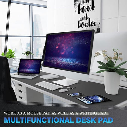 K KNODEL Large Office Leather Desk Mat, Mouse and Keyboard Pad, Computer and Laptop Mat, Desktop Protector and Cover, Writing Pad and Blotter (47.2"x23.6", Dark Gray)