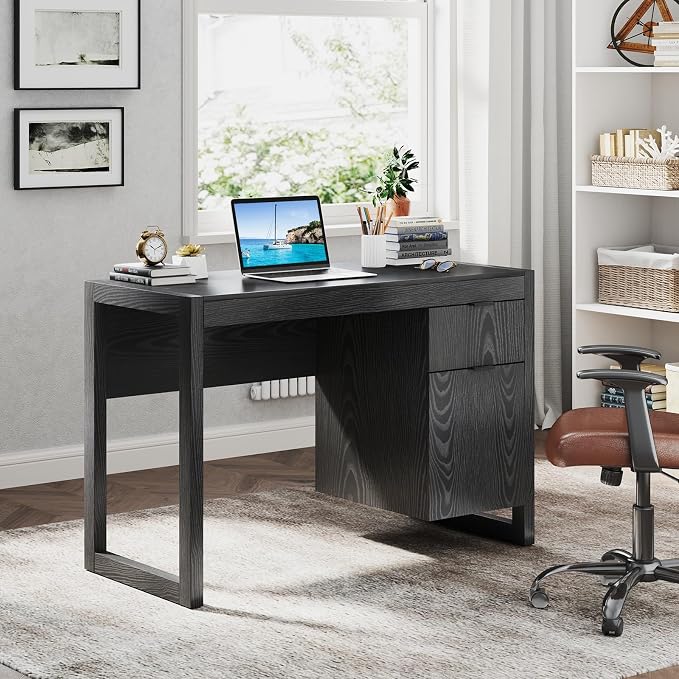 Giantex Computer Desk with Drawer & Storage Cabinet, Wooden Home Office Desk, Modern Executive Laptop PC Table Computer Workstation, Study Writing Desk for Home Office, Bedroom, Living Room