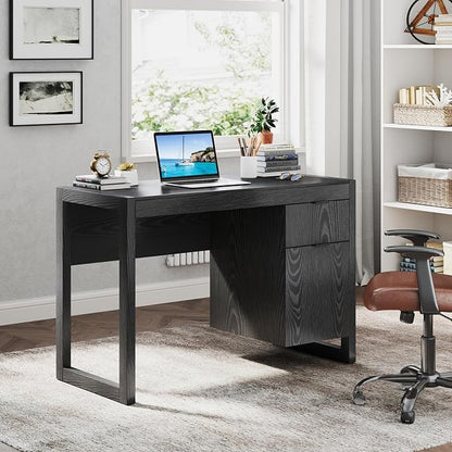 Giantex Computer Desk with Drawer & Storage Cabinet, Wooden Home Office Desk, Modern Executive Laptop PC Table Computer Workstation, Study Writing Desk for Home Office, Bedroom, Living Room