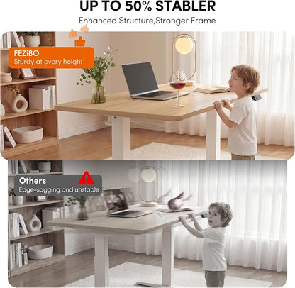 FEZIBO One-Piece Standing Desk, 40"x24" Seamless Tabletop Electric Height Adjustable for Home Office, Study Rooms & Multi-Device Workstations, Maple