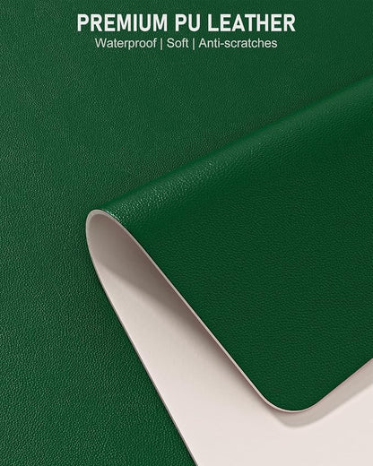 Desk Pad, 35.5" x 17" PU Leather Non-Slip Desk Mat Large Mouse Pad for Desktop, Waterproof Laptop Computer Writing Mat for Office, Home, Work, Gaming, Dark Green
