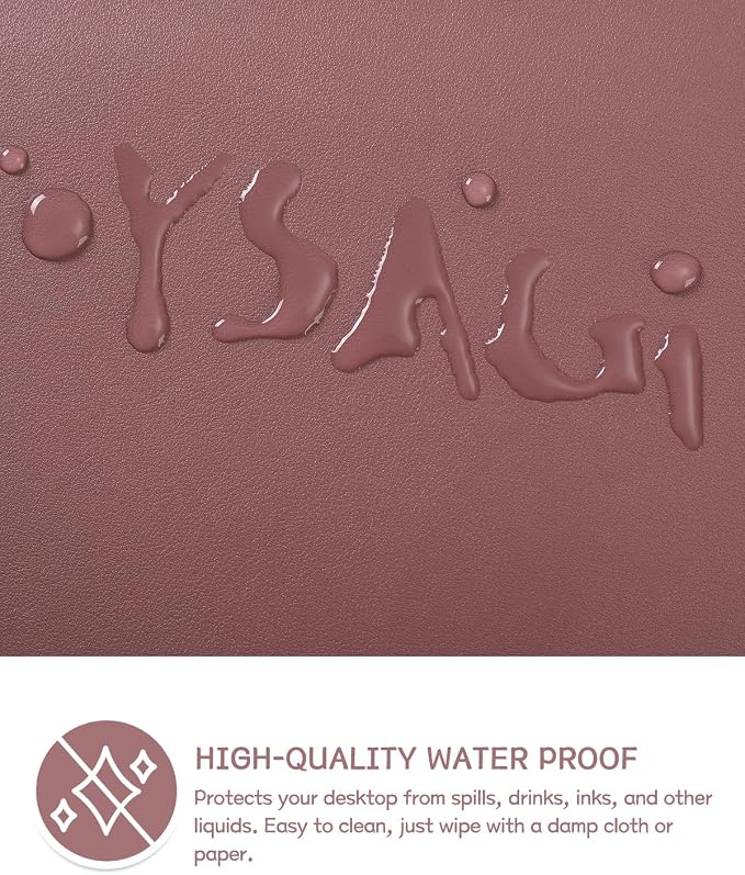 YSAGi Non-Slip Leather Desk Pad L Size, Waterproof Laptop Computer Desk Keyboard Mat, Table Protector Blotter Mat, Large Mouse Pad for Office/Work/Home/Decor(Dark Pink, 35.4" x 17")