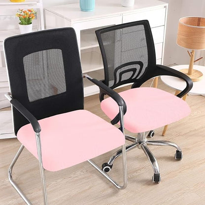 Smiry Stretch Jacquard Office Computer Chair Seat Covers, Removable Washable Anti-dust Desk Chair Seat Cushion Protectors - Blush Pink