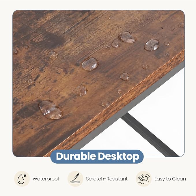 DUMOS L Shaped Desk 47 Inch Computer Corner Gaming Desks for Home Office PC Table with Reversible Storage Shelves for Writing Working Study Bedroom Dorm Rustic Brown