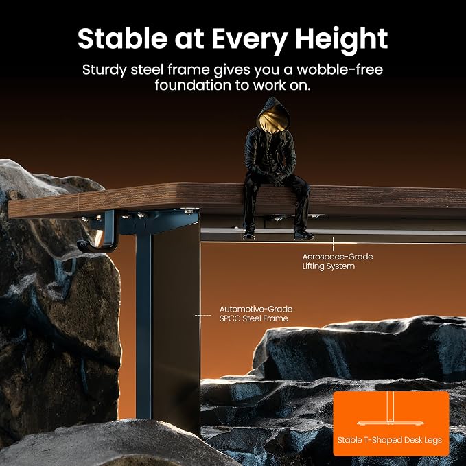 ErGear Height Adjustable Electric Standing Desk, 44 x 24 Inches Sit Stand up Desk, Memory Computer Home Office Desk, Dark Walnut