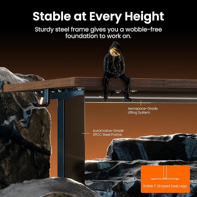 ErGear Height Adjustable Electric Standing Desk, 63 x 28 Inches Sit Stand up Desk, Memory Computer Home Office Desk, Dark Walnut