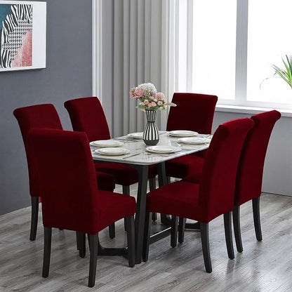 Stretch Chair Covers for Dining Room Set of 8, Removable Washable Dining Room Chair Covers, Dining Chair Slipcovers Seat Protector, Great Decor for Home and Banquet (Red Dahlia, 8 Pack)