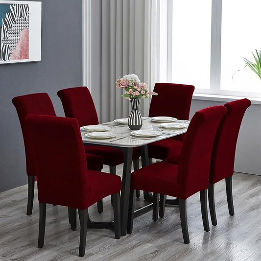 Stretch Chair Covers for Dining Room Set of 8, Removable Washable Dining Room Chair Covers, Dining Chair Slipcovers Seat Protector, Great Decor for Home and Banquet (Red Dahlia, 8 Pack)