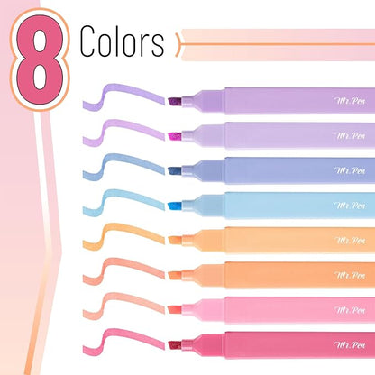 Mr. Pen- Aesthetic Highlighters No Bleed, 8 Pack, Assorted Colors | Chisel Tip, Cute Highlighters Assorted Colors for Journaling, Highlighting, Underlining, Fast Dry, Back to School Supplies