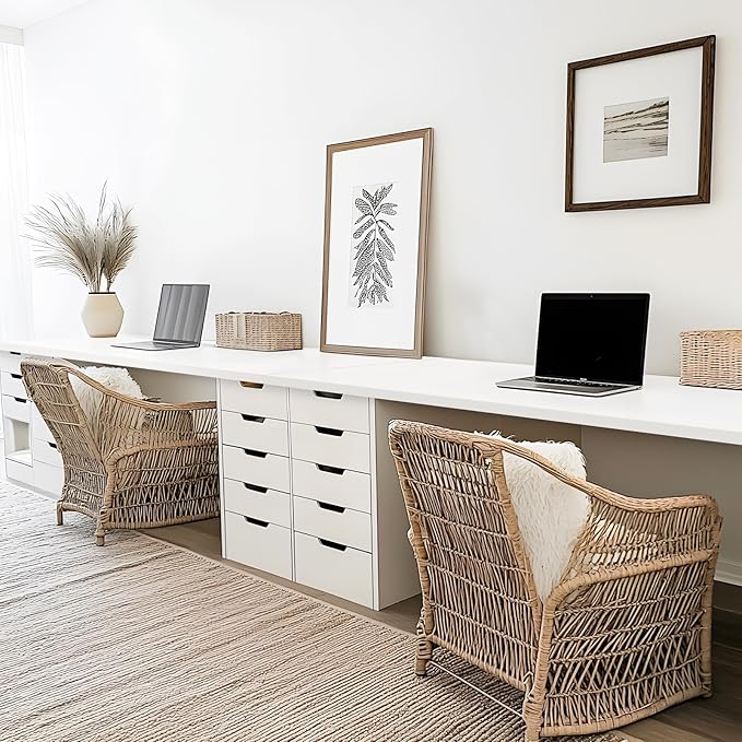 Kaboon White Table Top 23.62" D x 59.1" W, Solid One-Piece Desktop, Universal Wood Countertop, Reversible Laminate Top, Double Desks, L-Desk DIY, for Home and Commercial