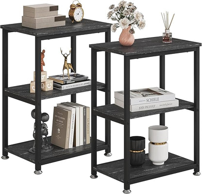 VECELO Tall End Side Table,30" Height Nightstand with 3-Tier Storage Shelf for Living Room Bedroom Office Hallway Study
