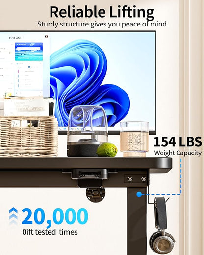 Okin Electric Standing Desk 31.5x19.7 Inches Small Computer Desk-Whole Piece Stand up Desk with Wheels Gaming Rolling Home Office Desks, Black