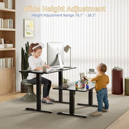 YIHAYO Low Height Adjustable Desk, Lifts 18.1-28.3 Inches, Electric Standing Desk for Short People, 40 x 24 Inches Computer Table with Splice Board for Home Office, Black