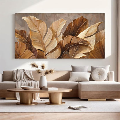 Oversized Canvas Wall Art Decor Wall Art Pictures for Living Room Botanical Wall Art paintings Artwork for Wall Decor Brown Modern Wall Art Decor Artwork for walls Bedroom Office 35" X 70" Wall Decor