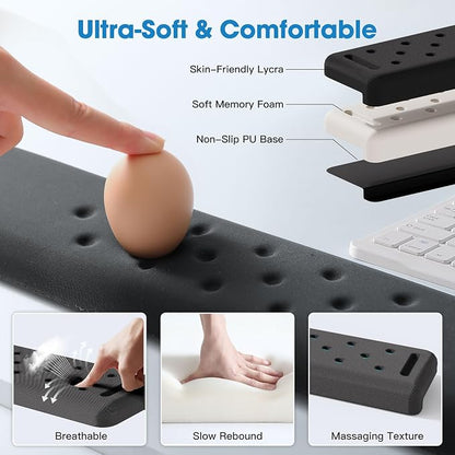 MEKASS L-Shaped Desk Long Elbow Pad for Desk, Memory Foam Elbow Support Padding with Non-Slip, Ergonomic Desk Edge Cushion, Wrist Comfort Support for Office Home (Dimpled Texture)