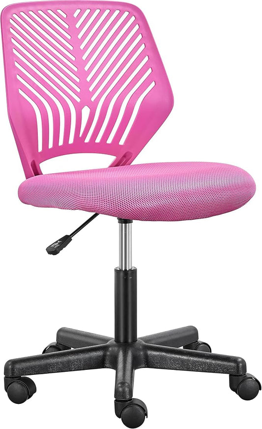 Topeakmart Armless Mesh Office Chair, Ergonomic Desk Chair with Adjustable Height & Support Lumbar, Adjustable Swivel Task Chair Rose Red
