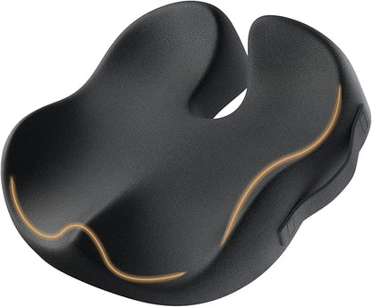 ProtoArc Seat Cushion, Office Chair Cushion for Sciatica, Coccyx Cushion, Ergonomic Memory Foam Seat Cushion for Car, Home, Pressure Relief Pad for Hip, Tailbone, All Day Comfort - Black