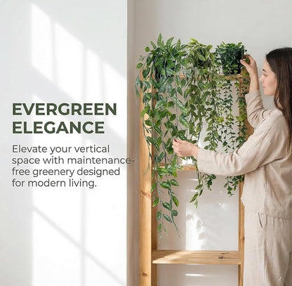 Artificial Potted Plants Set Eucalyptus Brugmansia Sweet Pea 3 Pack | Lifelike Leaves. UV-resistant, fade-proof for indoor/outdoor use. Perfect for home, office, patio & farmhouse decor.