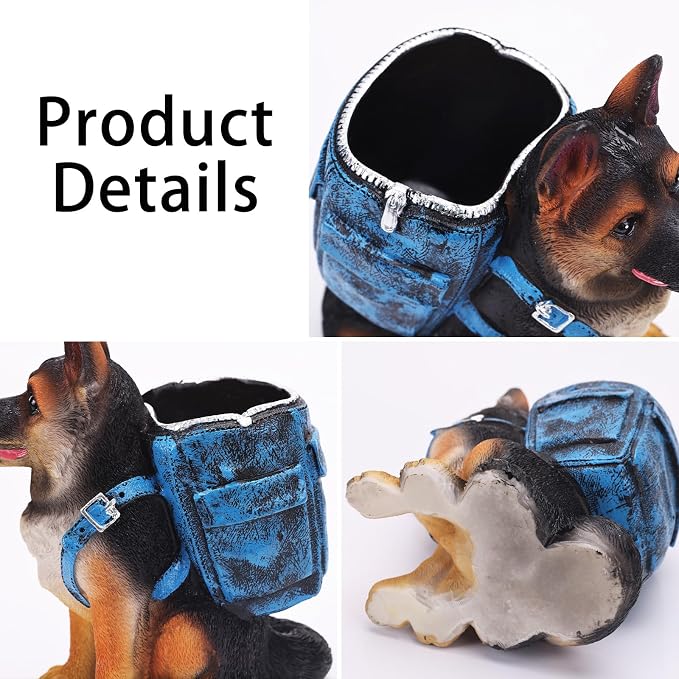 SHENGTIAN German Shepherd Pen Holder, Cute Dog Desk Decor Pencil Holder for Desk, Unique Themed Gifts for German Shepherd Lovers & Owners, Dog Office Supplies Home Decor