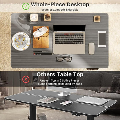 JOY worker Small Electric Standing Desk, 35" x 20" Whole Piece Height Adjustable Desk with Memory Controller, Grey Sit to Stand Desk Workstation for Home Office