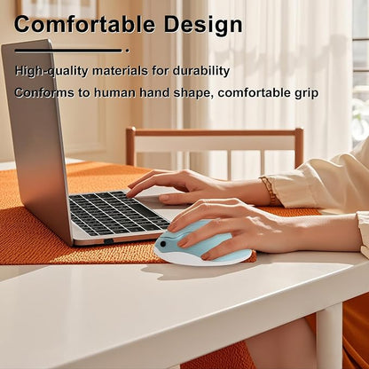 CHUYI Hamster Wireless Silent Mouse 1200DPI Cute Animal Small Cordless Portable Mice for Travel Home School Library Computer Laptop PC for Kids Gift (Light Blue)