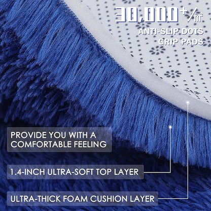 OLANLY 5x6 Area Rugs for Living Room Bedroom, Machine Washable Soft Fluffy Shaggy Bedside Rug, Indoor Floor Carpet for Kids Girls and Boys, Dorms, Nursery Rooms, Home Decor Aesthetic, Navy Blue