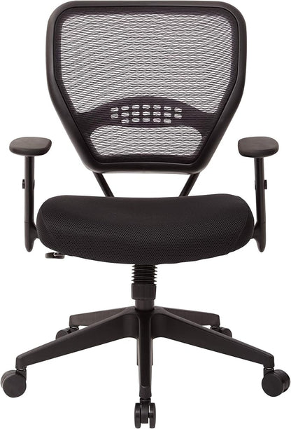 Space Seating 55 Series Professional Dark Air Grid Back Adjustable Office Desk Chair with Built-in Lumbar Support, Black Mesh