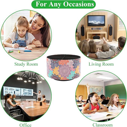Round Leather Art Supply Organizer,Remote Control Holder,360 Degree Rotating,Multi-Functional Pencil Holder,4 Compartments Desktop Stationary Organizer(1-Colorful Flower)