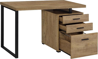 Coaster Home Furnishings - Brennan - Engineered Wood - 47-Inch 3-Drawer Computer Desk with File Cabinet and Open Metal Leg - Home Office - Mango and Black - 800787