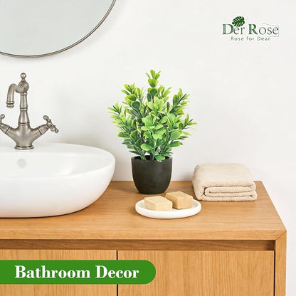 Der Rose 4 Pack Mini Artificial Plants Indoor in Pots Mixed Fake Plants Greenery Set for Black Bathroom Decor Shelf Counter Styling Office Desk Farmhouse Room Decor