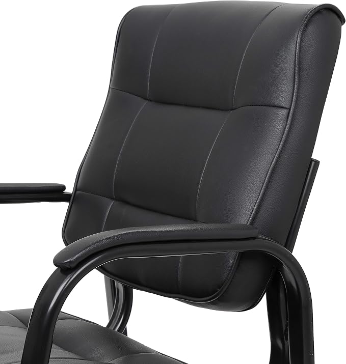 ZenStyle Office Leather Guest Chairs, Office Reception Chairs Executive Side Chair with Bonded Leather and Black Metal Frame for Waiting Room, Conference