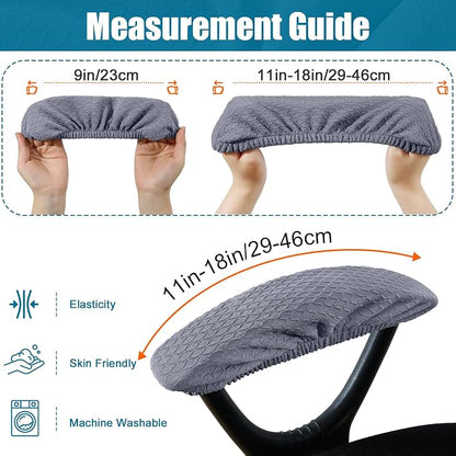 Smiry Stretch Jacquard Office Computer Chair Armrest Covers, 2PCs Removable Washable Anti-dust Desk Chair Arm Pad Covers, Grey