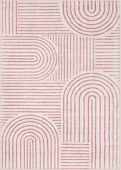 Lahome Abstract Washable Rugs 5x7, Soft Pink Rugs for Living Room Bedroom Girls, Ultra-Thin Non-Shedding Modern Throw Large Carpet for Dining Room Office Darrell(5'x7',Pink)