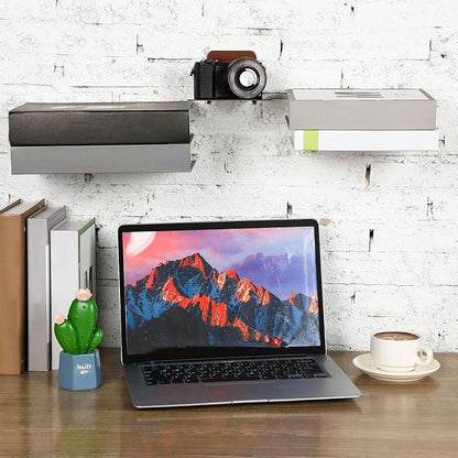 Jetec 6 Pack Invisible Floating Bookshelf Wall Mounted Floating Bookshelves Heavy Duty Book Organizers Hidden Book Shelf Metal Shelves Holder for Books Bedroom Living Room Home Office (Brown)