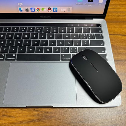Rechargeable Bluetooth Mouse, Black, 450mAh Battery, 3 DPI Levels, Skin-Friendly, 10-Minute Power Saving