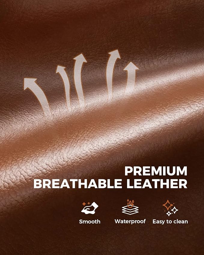 GTPLAYER Big and Tall Gaming Chair with Footrest, Ergonomic Office Desk Chair with 4.4in Thick Cushion and Wide Wingless Seat, Comfortable Leather Computer Chair, Predator Series, Chocolate Brown