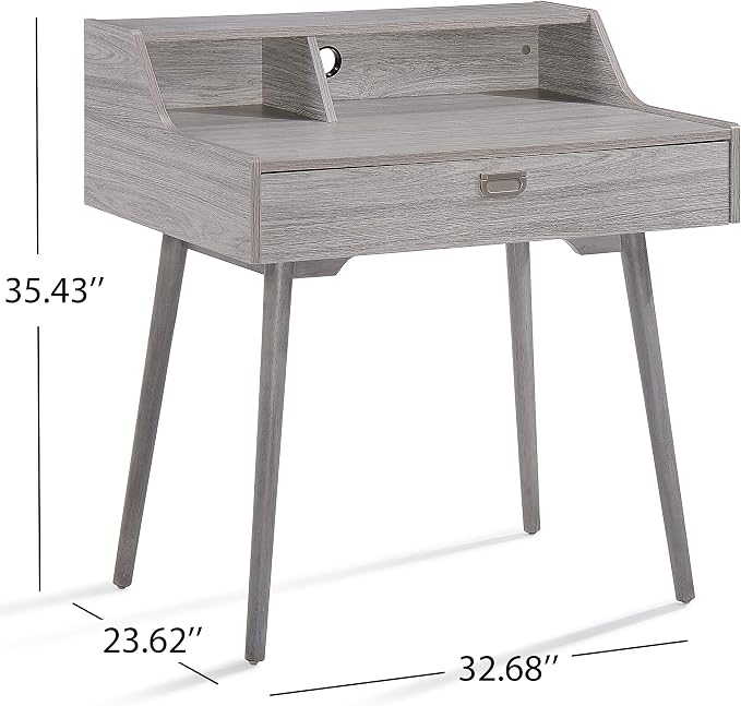 Christopher Knight Home Ellison Mid-Century Modern Fiberboard Home Office Desk, Grey Oak Finish