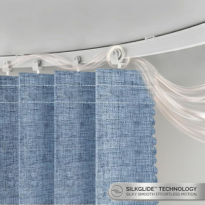 JILRON Accordion Partition Curtain with Ceiling Track - Space-Saving Room Divider, Tool-Free Installation(Blue 180" W x 108" L-Pack of 1)