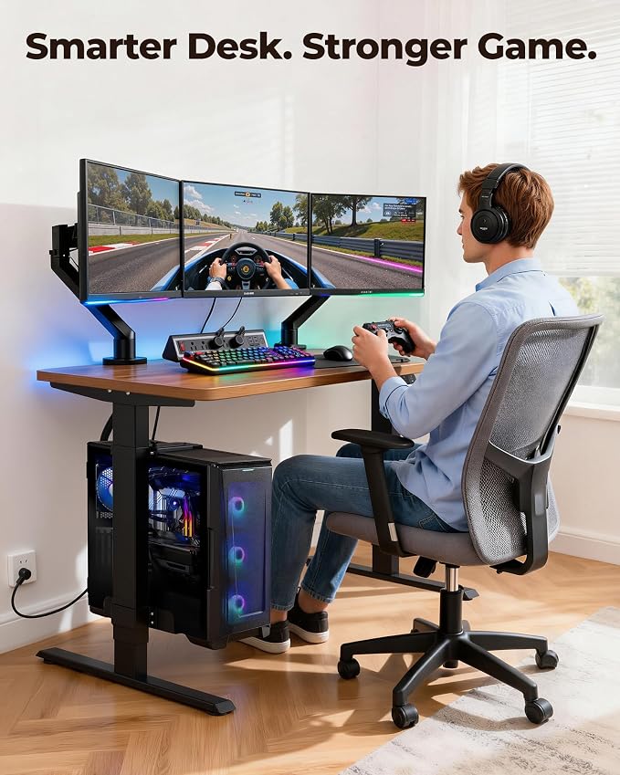 TOPSKY Dual Motor Electric Standing Desk Frame, Height Adjustable Sit Stand Base for Home Office, Fits Table Tops up to 70.8 x 31.5 Inch, 225 lb Capacity (Black, with CPU Stand) | • Dual motors support 225 lbs quietly •Height 27.6"-47.3", width 43"-59"...