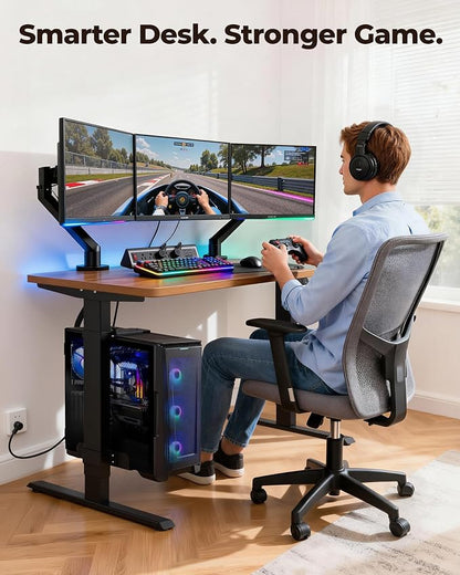 TOPSKY Dual Motor Electric Standing Desk Frame, Height Adjustable Sit Stand Base for Home Office, Fits Table Tops up to 70.8 x 31.5 Inch, 225 lb Capacity (Black, with CPU Stand) | • Dual motors support 225 lbs quietly •Height 27.6"-47.3", width 43"-59"...