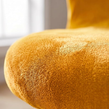 Deisy Dee Velvet Stretch Armless Office Chair Covers - Colorful Stretch Slipcover for Desk Chairs (Golden Yellow)