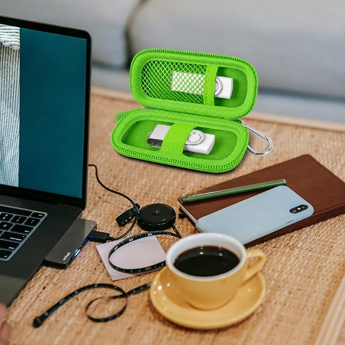 USB Flash Drive Case, SD Card Holder Compatible with Thumb Drive, Memory Cards, SDXC SDHC Storage Bag, Electronic Accessories Organizer for SanDisk for Samsung for Inland (Grass Green)