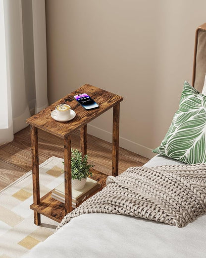 TUTOTAK Small Side Table, Narrow End Table, Skinny Sofa Table, Slim Nightstand, Couch Table, Living Room, Bed Room, Pure Brown TB01BB062C