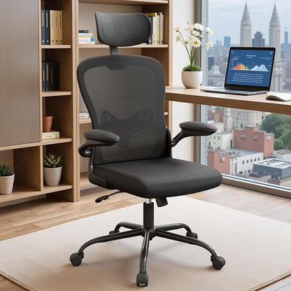 Furmax Ergonomic Office Chair Executive High Back Computer Desk Chair with 3D Headrest, Adjustable Lumbar Support Armrests for Home Office (Black)