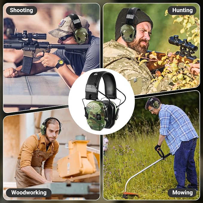 Electronic Shooting Ear Protection w/Gel Pads, 23dB NRR Active Noise Reduction & 3X Amplification Headset for Shooters