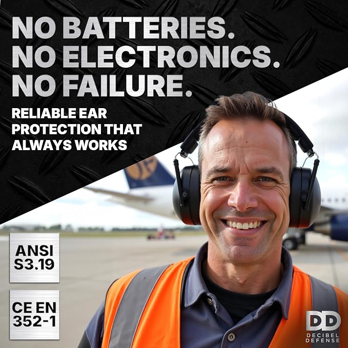 DECIBEL DEFENSE Professional Safety Ear Muffs 37dB NRR - The HIGHEST Rated & MOST COMFORTABLE Ear Protection for Shooting & Industrial Use - THE BEST HEARING PROTECTION GUARANTEED (EXTRA LARGE)